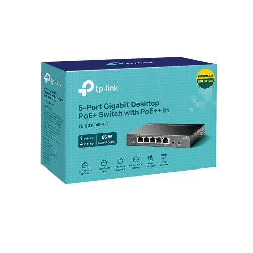 TP-Link TL-SG1005P-PD 5-Port Gigabit Desktop PoE+ Switch mit 1-Port PoE++ In und 4-Port PoE+Out