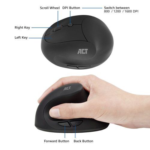 ACT AC5101 Kabellose Ergonomische Maus Schwarz