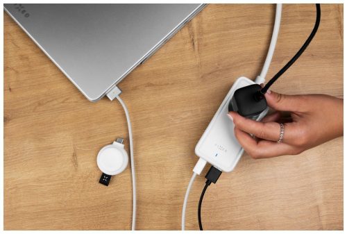 FIXED hálózati USB töltő, GaN III technológia, kimenetetk: 2 * USB-A QC3.0, 2 * USB-C PD3.0 65W , 1*220V, 1.5m kábel, fehér