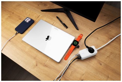 FIXED hálózati USB töltő, GaN III technológia, kimenetetk: 2 * USB-A QC3.0, 2 * USB-C PD3.0 65W , 1*220V, 1.5m kábel, fehér