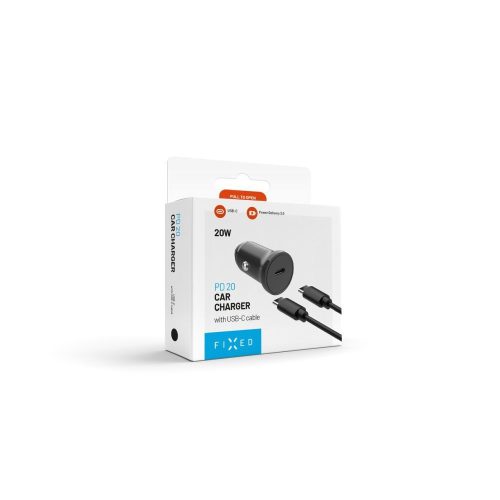 FIXED USB-C 12/24V-Autoladegerät, 20W, PD3.0, 1 m USB-C Kabel, Schwarz