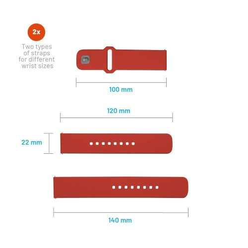 FIXED Sportliches Silikonband mit Schnellverschluss für 22mm Smartwatches, Rot