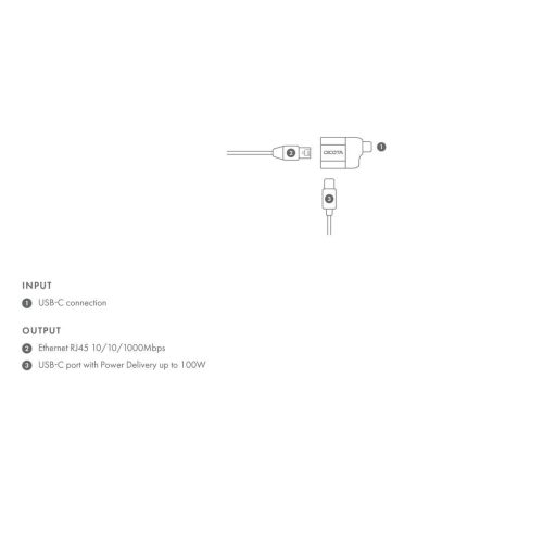 Dicota USB-C to Ethernet Mini Adapter with PD (100W) Silver