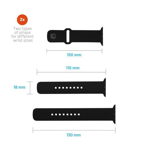 FIXED Silikon Sportliches Uhrenarmband für Apple Watch 38/40/41mm Smartwatches, Schwarz