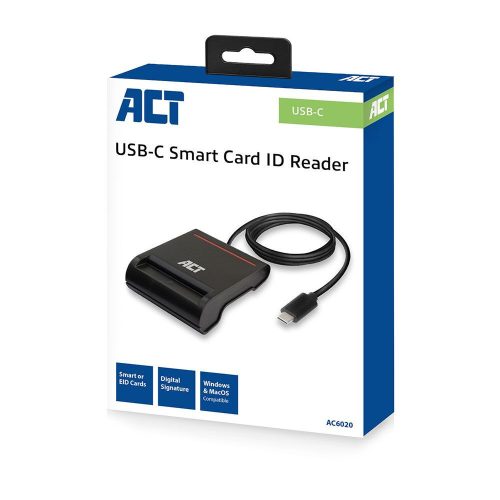 ACT AC6020 Externer USB-C Smartcard eID Kartenleser Schwarz