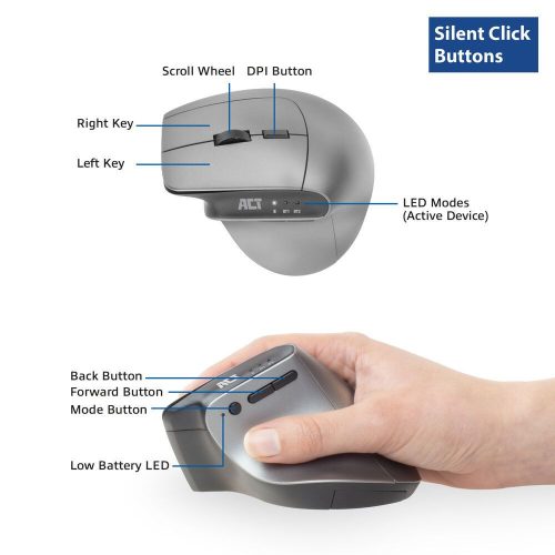 ACT A5155 Ergonomische kabellose Bluetooth-Maus Schwarz
