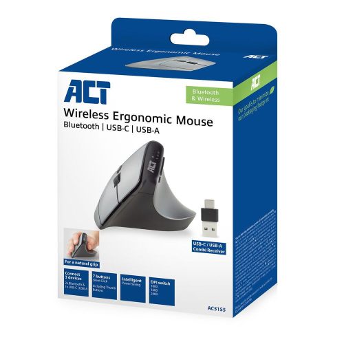 ACT A5155 Ergonomische kabellose Bluetooth-Maus Schwarz