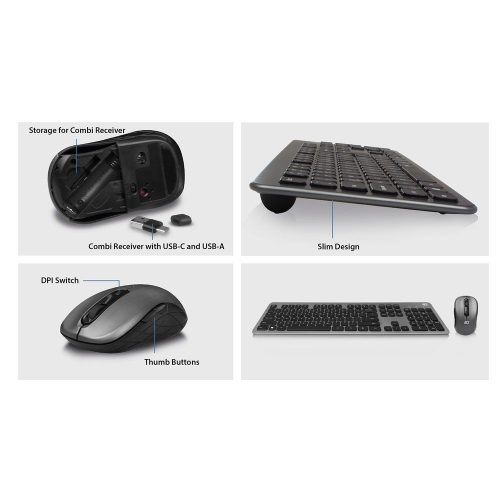 ACT AC5710 Wireless-Tastatur-Combo Schwarz/Grau US