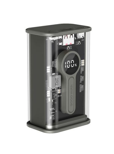 Gembird Transparent QC3.0 Schnelllade 9000mAh Powerbank Schwarz