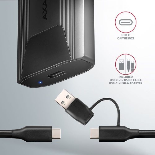 AXAGON EEM2-GTS2 USB-C 10Gbps M.2 NVMe & SATA SSD THIN SCHRAUBENLOSE Box
