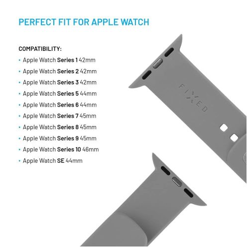 Sportliches Silikonband für die Apple Watch 42/44/45mm, hellgrau