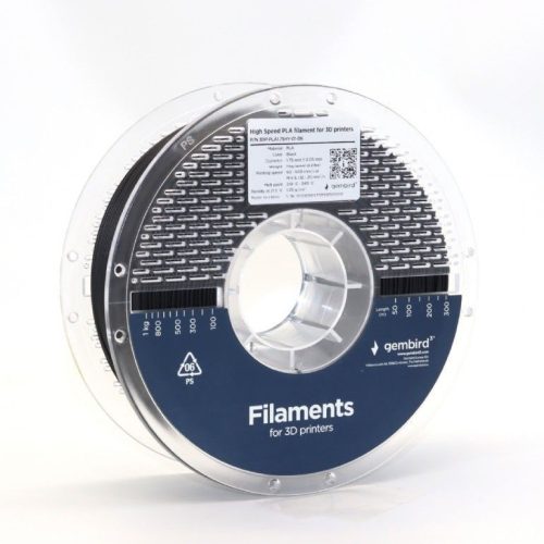 Gembird 3DP-PLA1.75HY-01-BK Hochgeschwindigkeits-PLA-Filament Schwarz 1,75mm 1kg