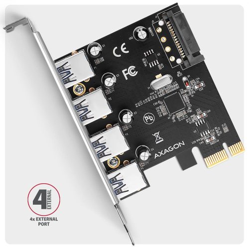 AXAGON PCEU-430RS PCIe-Controller 4x ext. USB-A 5Gbps-Anschluss