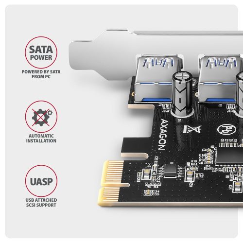 AXAGON PCEU-430RS PCIe-Controller 4x ext. USB-A 5Gbps-Anschluss