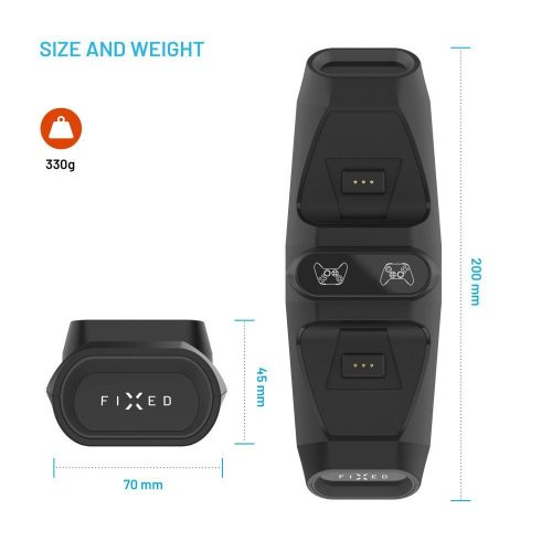 FIXED Doppelladestation für Xbox Series S, X Controller und One Wireless Controller, schwarz