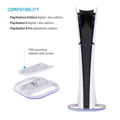 FIXED LED Stand für PlayStation 5, 5 (Slim) und 5 Pro, Weiß