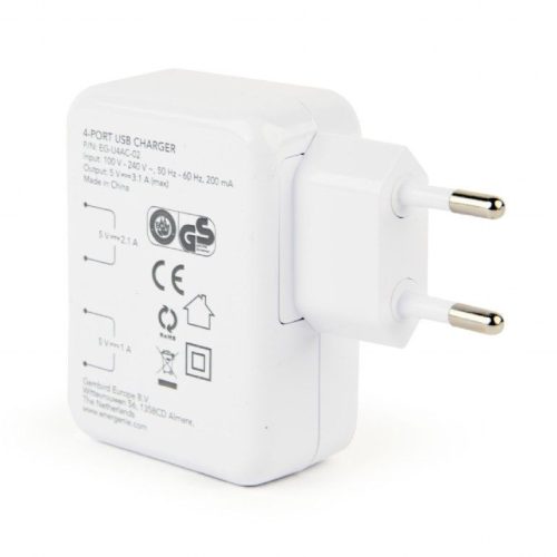 Gembird EG-U4AC-02 Universal USB Charger White