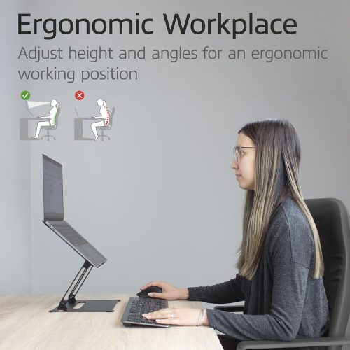 ACT AC8140 Faltbarer Aluminium-Laptop-Ständer mit stufenloser Höhenverstellung