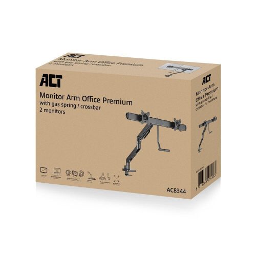 ACT AC8344 Dual Monitor Arm Office Premium with Gas Spring Crossbar