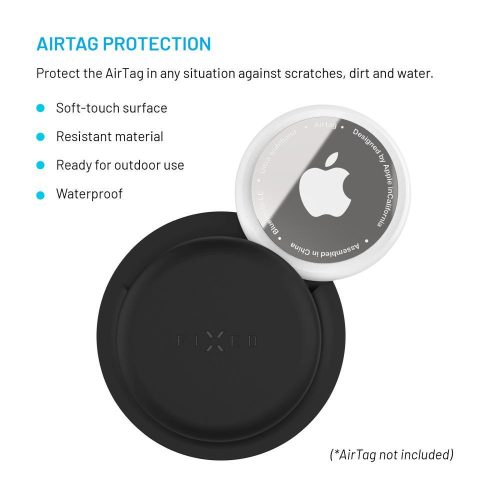 FIXED Seidiges Silikonetui für Apple AirTag Doppelpack Schwarz