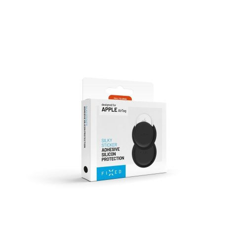 FIXED Seidiges Silikonetui für Apple AirTag Doppelpack Schwarz