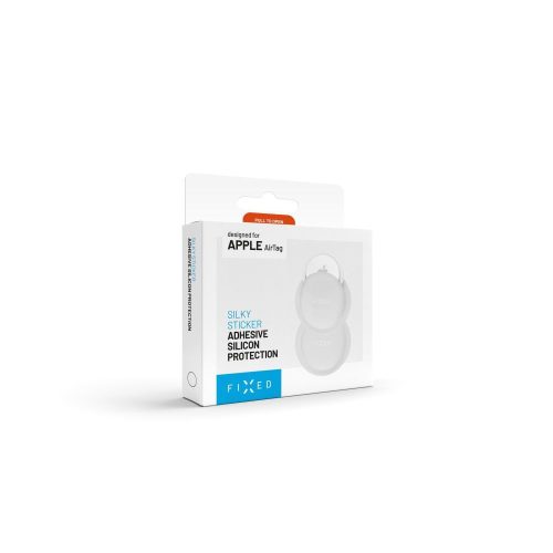 FIXED Seidige Silikonhülle für Apple AirTag Doppelpack Weiß