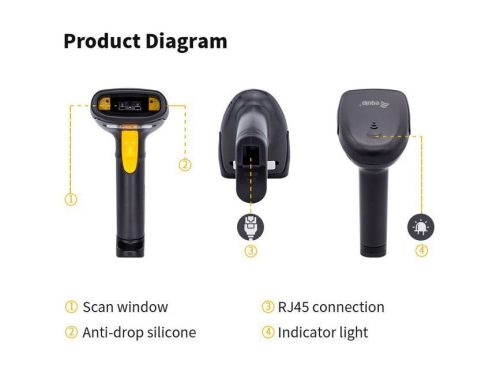 EQuip USB 1D Barcode Scanner with Stand Vonalkódolvasó Black