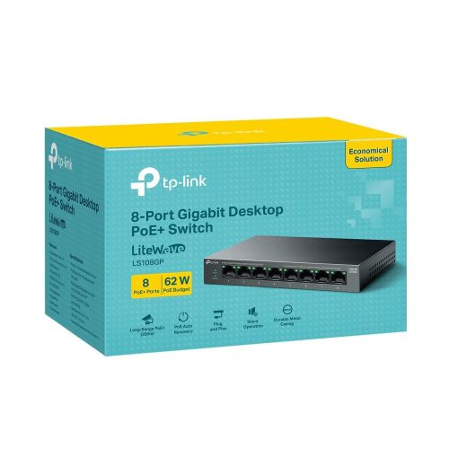 TP-Link LS108GP 8-Port Gigabit Desktop Switch mit 8-Port PoE+