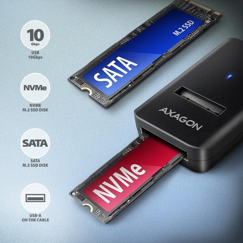 AXAGON ADM2-AM USB-A 10Gbps M.2 NVMe & SATA SSD Adapter