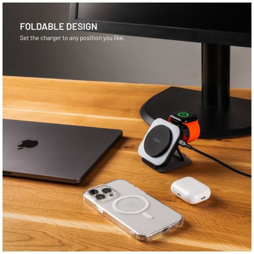 FIXED MagFlex kabelloses Ladegerät, gleichzeitiges Laden von 3 Geräten, MagSafe-Unterstützung, grau
