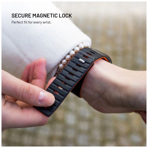 FIXED magnetisches Silikonarmband für Apple Watch 42/44/45/46/49mm, schwarz