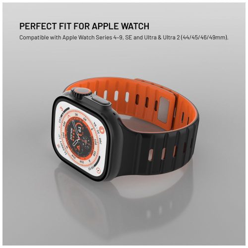 FIXED magnetisches Silikonarmband für Apple Watch 42/44/45/46/49mm, schwarz