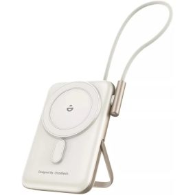   Choetech B735 10000mAh 20W Magnetische Powerbank mit Halterung & USB-C Kabel & Stromanzeige Weiß