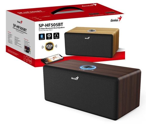 Genius SP-HF505BT Bluetooth-Lautsprecher Dunkelbraunes Holz