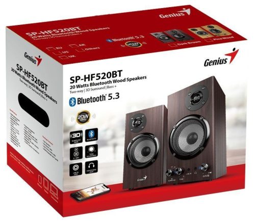Genius SP-HF520BT Bluetooth-Lautsprecher Dunkelholz