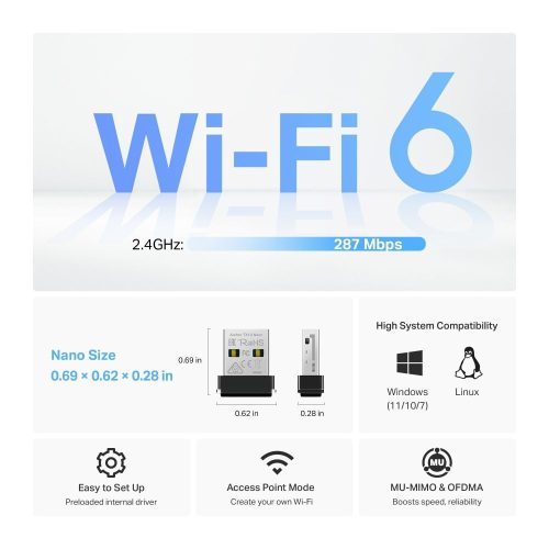 TP-Link Archer TX1U Nano AX300 Nano Wi-Fi 6 Wireless USB Adapter