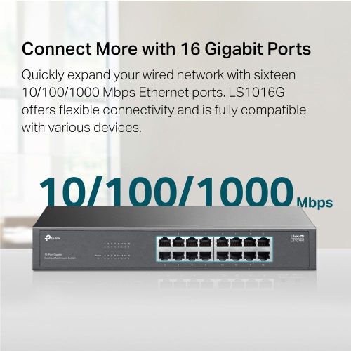 TP-Link LS1016G 16-Port Gigabit Desktop/Rackmount Switch