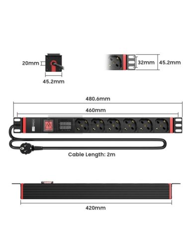 WP WPN-PDU-G03-06 19" PDU/Verteilerleiste 6x Schuko-Steckdose
