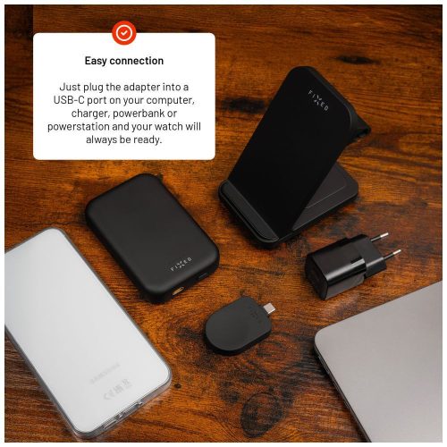 FIXED USB-C Ladegerätadapter für Samsung Galaxy Watch, kompatibel mit Powerstation Uni Gerät, schwarz