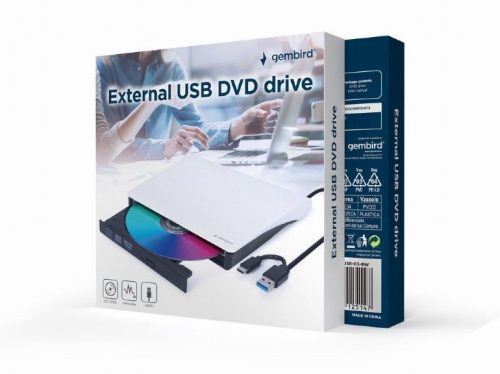 Gembird DVD-USB-031-BW Slim DVD-Brenner Schwarz/Weiß BOX