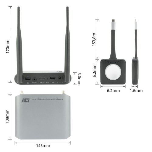 ACT Aero 4K Wireless Präsentationssystem Grau