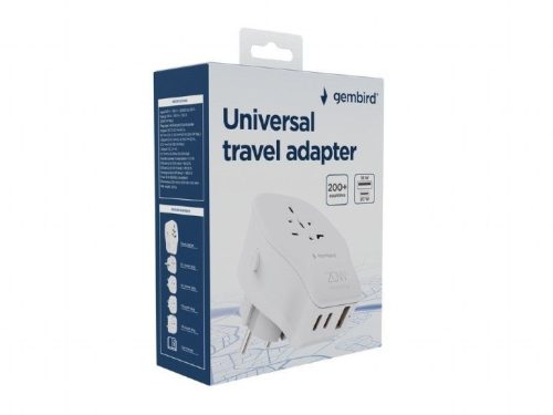 Gembird Universal travel power adapter 20W White