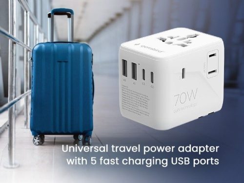 Gembird Universal travel power adapter 70W White