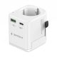 Gembird Grounded universal travel power adapter 20W White