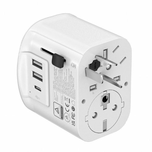 Gembird Grounded universal travel power adapter 15W White