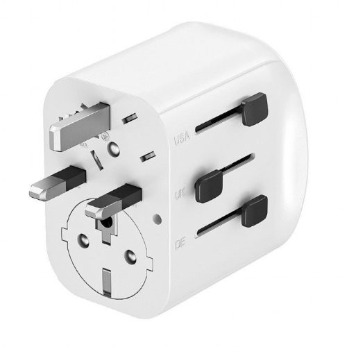 Gembird Grounded universal travel power adapter 15W White
