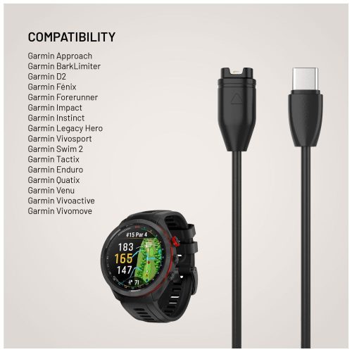FIXED USB-C csatlakozású okosóra töltőkábel Garmin Forerunner/Fenix/Venu/Vívoactive/Instinct készülékhez 2m, fekete