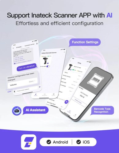 Inateck BCST-72 Vonalkódolvasó Gray