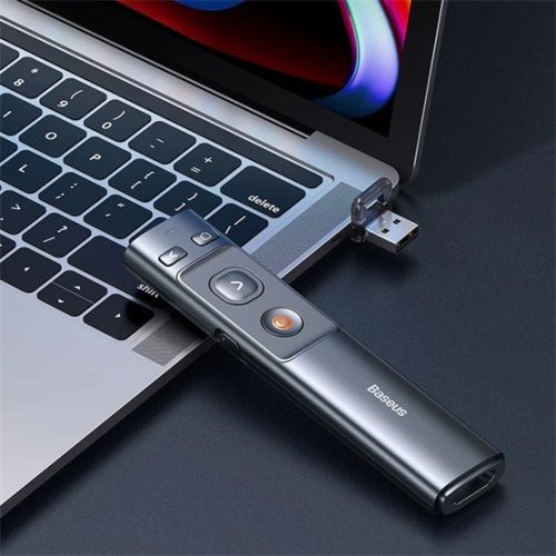 Baseus Orange Dot kabelloser Batteriepräsentator und Laserpointer, grau