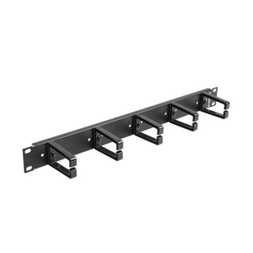 Lanberg 19" 1U Ringkabelmanagementpanel, 5 Kunststoffringe, Schwarz